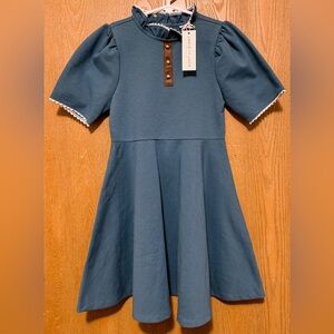 Janie and Jack Teal button ruffle collar dress Super cute new with tags.